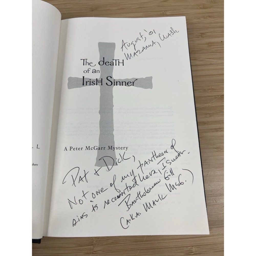 Signed 1st Ed. Bartholomew Gill - Death of an Irish Sinner. Inscribed Hardcover - Picture 2 of 6